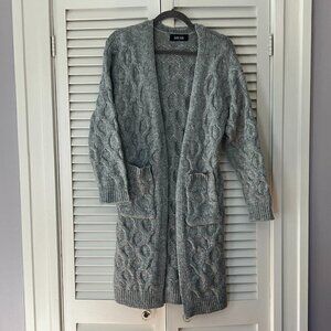 fab'rik long cardigan duster open grey cable-knit small